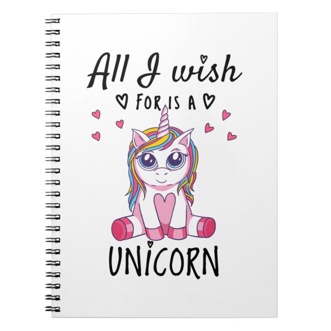 Carnet Tout ce que je souhaite est une Licorne (Devant)