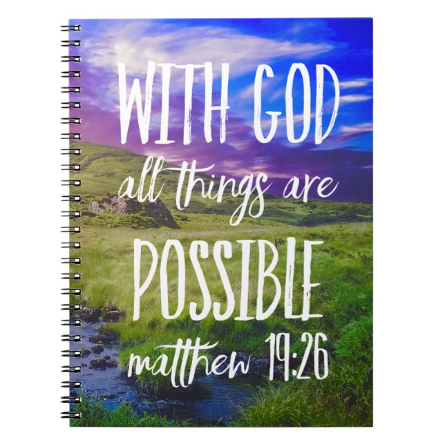 Carnet Tout est possible Bible Verse Christian (Devant)