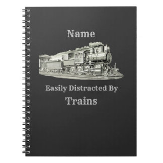 Carnet Train à vapeur vintage facilement distrait par, Aj