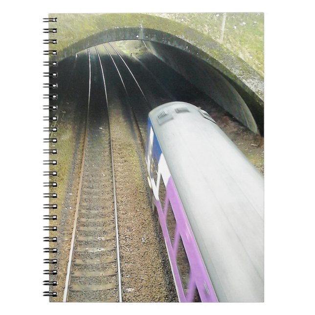 Carnet Train violet, Traces ferroviaires, Tunnel, Voyage (Devant)