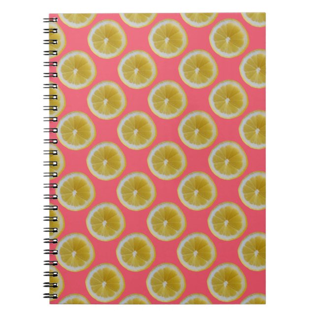 Carnet Tranches de citron jaune sur rose (Devant)
