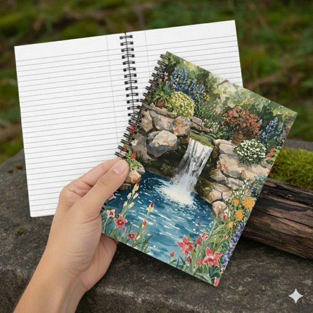 Carnet Tranquil Garden Waterfall Spiral Notebook (Créateur téléchargé)