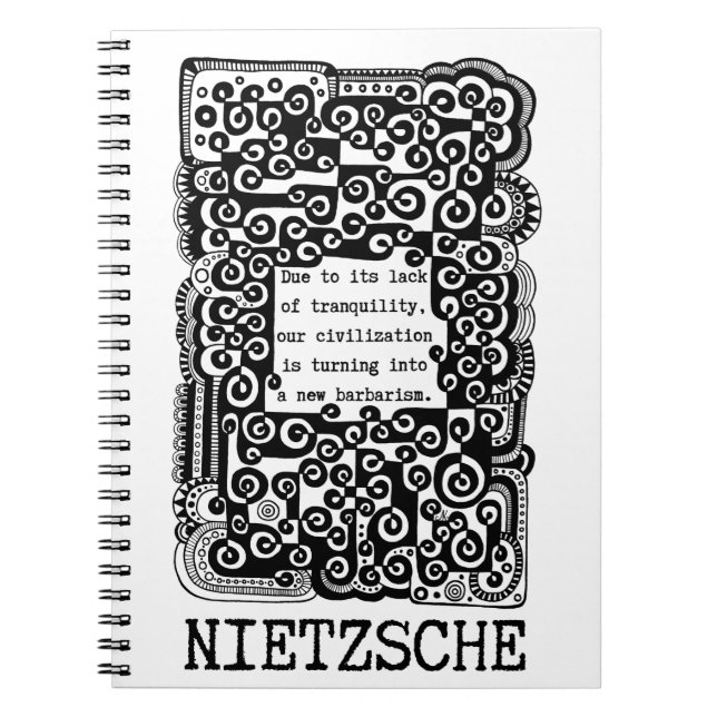 Carnet TRANQUILITÉ et barbarie citation de Nietzsche (Devant)