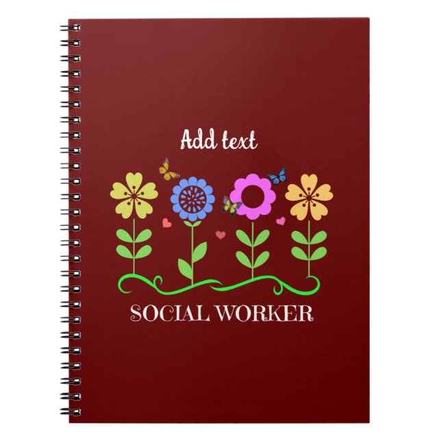 Carnet Travailleur social, fleurs graphiques, MODÈLE, (Devant)