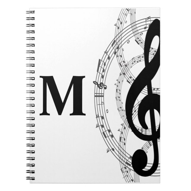Carnet treble clef musique note musicien monogramme (Devant)
