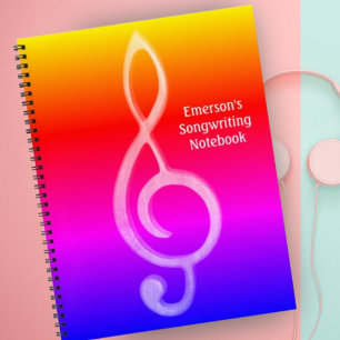 Carnet Treble Clef Rainbow Music Design Personnaliser Tex