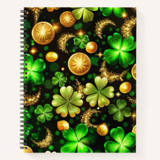 CARNET TRÈFLES IRLANDAIS VERTS ET PIÈCES D'OR