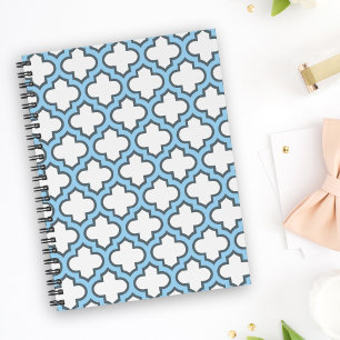 Carnet Trellis bleu blanc et bébé, treillis, Quatrefoil