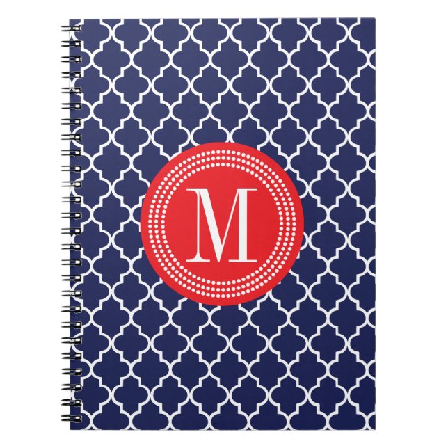 Carnet Trellis marocain de tuiles de marine personnalisé (Devant)