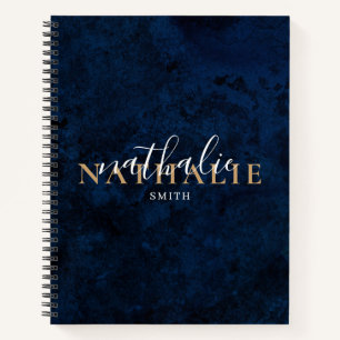 Carnet Trendy Chic Navy Blue Gold Nom