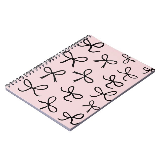 Carnet Trendy Cute Little Black Bows Rose (Côté gauche)