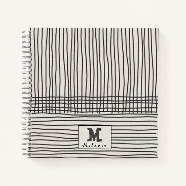 Carnet Trendy modern art lines Abstract minimal Monogram  (Devant)