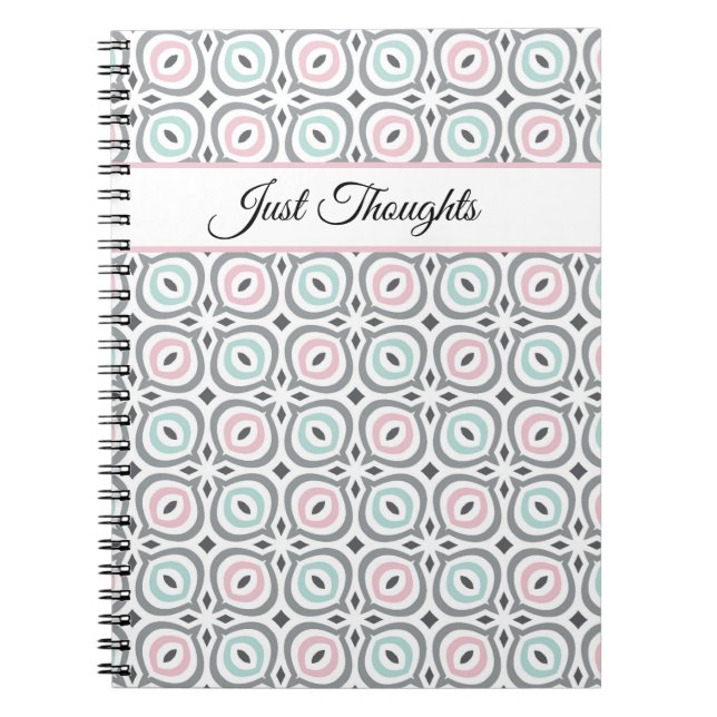 Carnet Trendy patterns of pastel gray, pink and blue  (Devant)