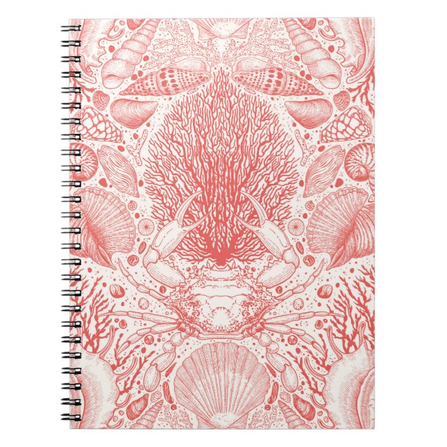 Carnet Trésors de plage en rouge corail (Devant)