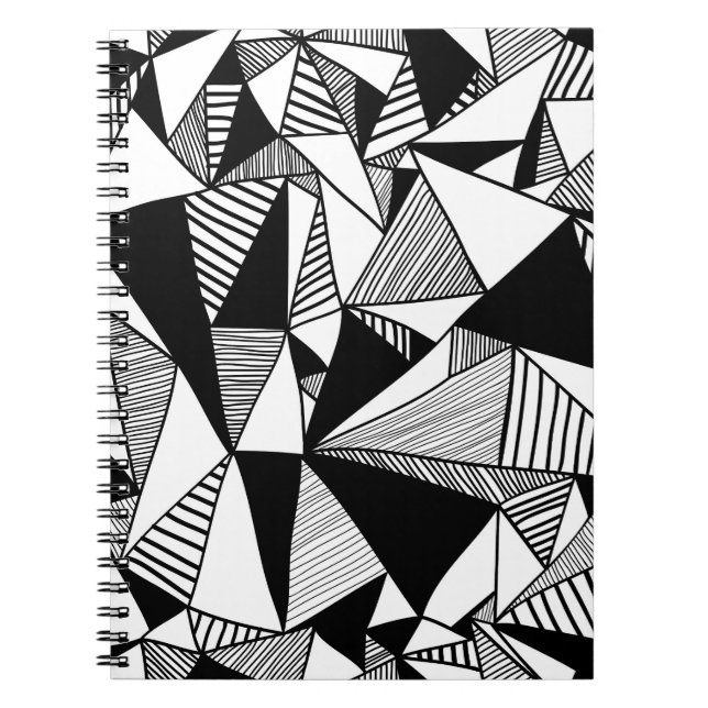 Carnet Triangles De Mosaïque, Texture Blanc Noir. (Devant)