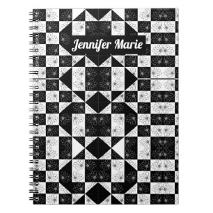 Carnet triangles floraux monochromes en damier
