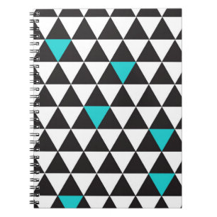 Carnet Triangles géométriques Turquoise noir blanc