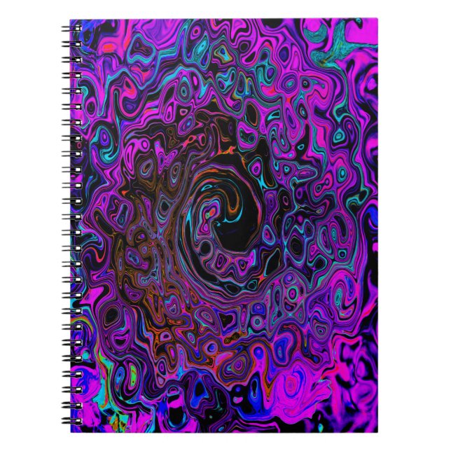 Carnet Trippy Black et Magenta Retro Liquid Swirl (Devant)