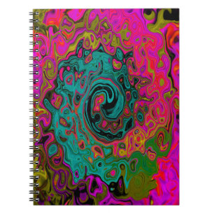 Carnet Trippy Turquoise Abstrait Retro Liquid Swirl