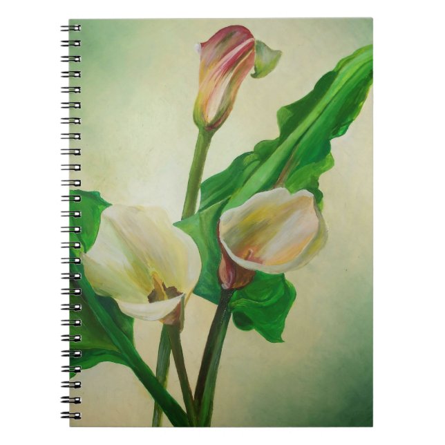 Carnet Trois Lys Calla Étonnant Botanique Acrylique (Devant)