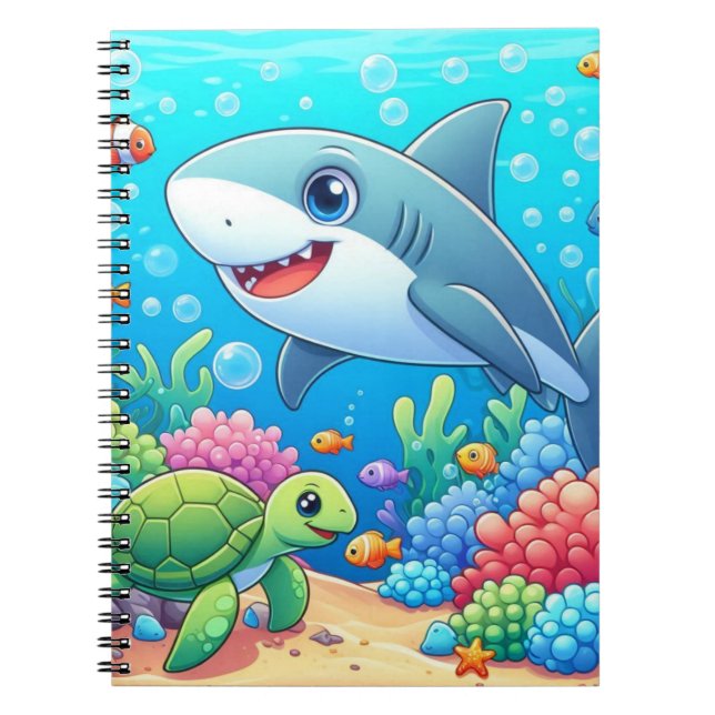 Carnet Tropical/Hawaii colorful underwater shark & turtle (Devant)