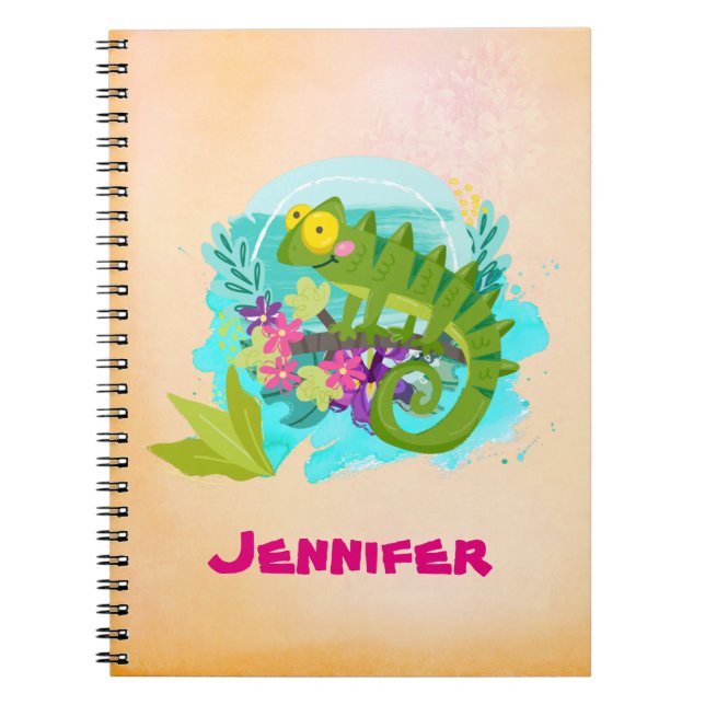 Carnet Tropical lizard with Flowers (Devant)