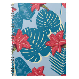 Carnet Tropical Palm sans couture feuille bleu motif