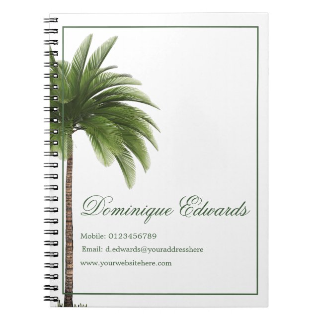 Carnet Tropical Palm Tree Green élégant professionnel (Devant)