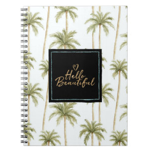 Carnet Tropical Palmiers Menthe Noir Bonjour Magnifique