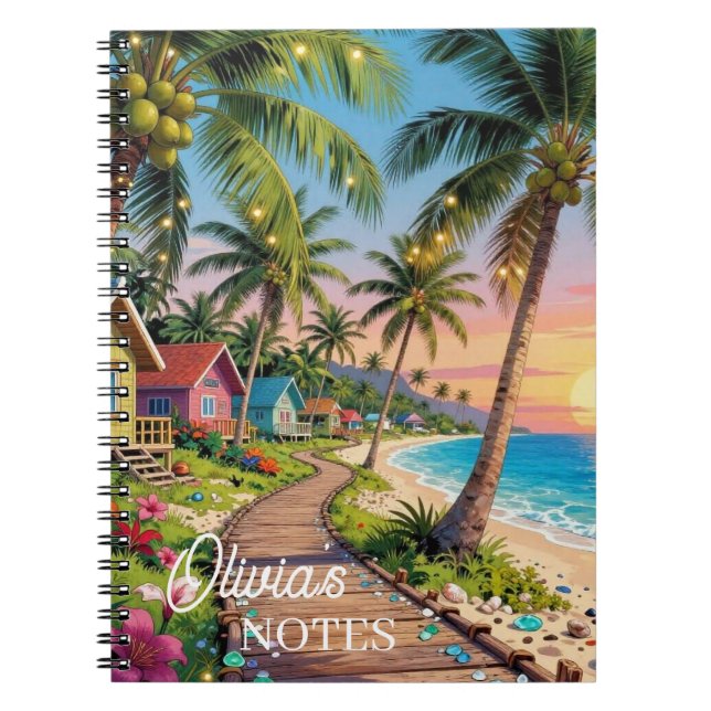 Carnet Tropical Paradise Seaside Cottage Personalized (Devant)