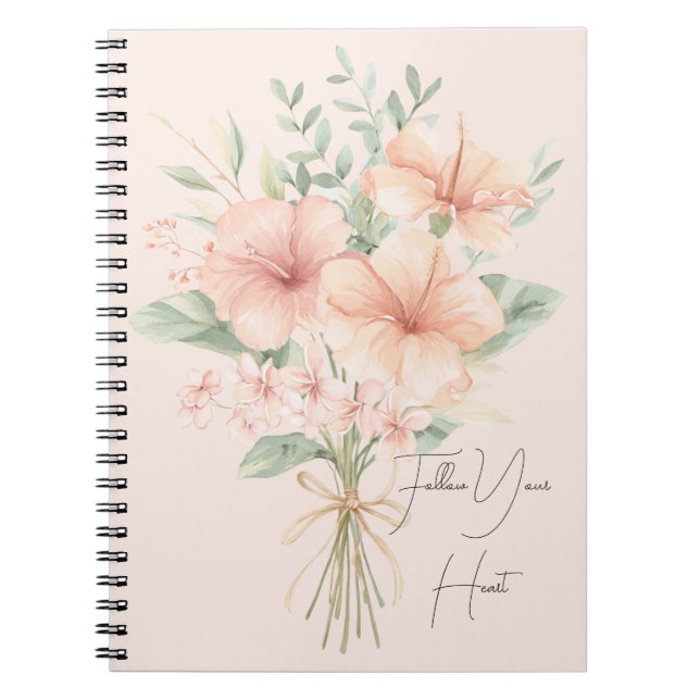 Carnet Tropical Peach Hibiscus Flowers (Devant)