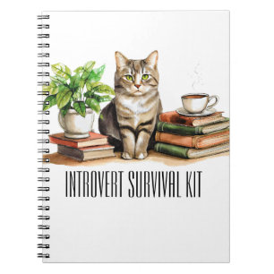 Carnet Trousse de survie pour introverti (Chat,plante,caf