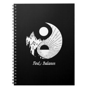 Carnet Trouver l'équilibre Zen Yin Yang Noir Blanc