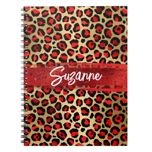 Carnet Trucs de pinceau Leopard rouge or et noir (Devant)