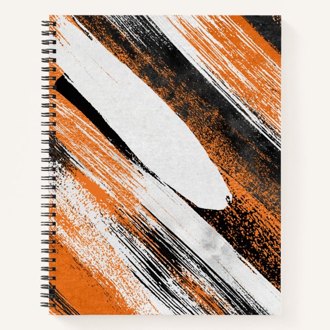 Carnet Trucs de pinceau orange, noir et blanc (Devant)