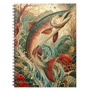 Carnet Truite Art Nouveau éclaboussure florale
