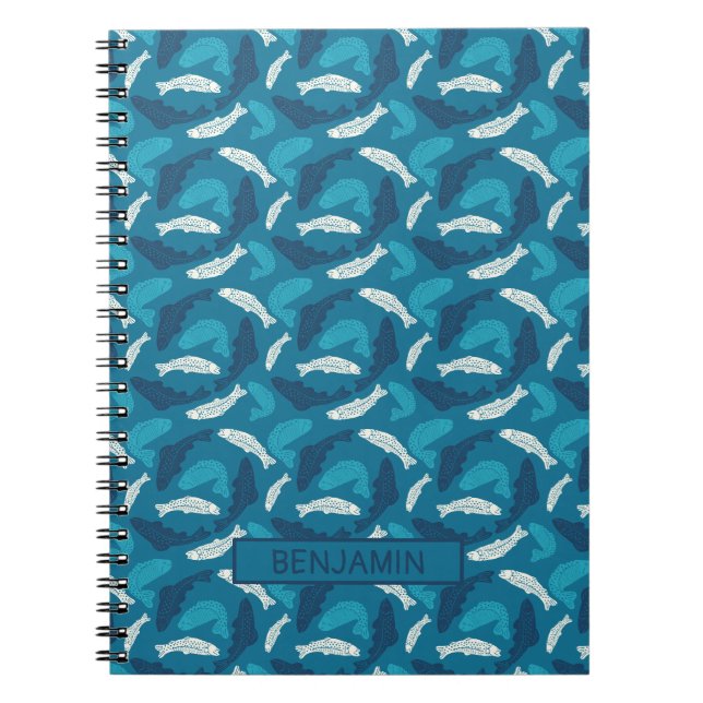Carnet Truites bleues et ivoires personnalisées, à motif  (Devant)