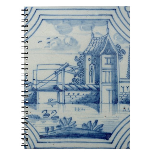 Carnet Tuile de Delft montrant un pont-levis au-dessus (Devant)
