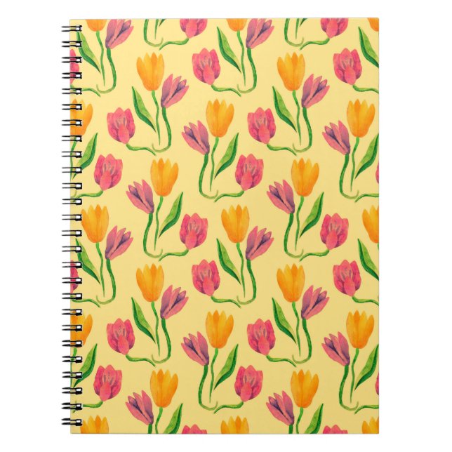 Carnet Tulip fleurs aquarelle transparente motif (Devant)