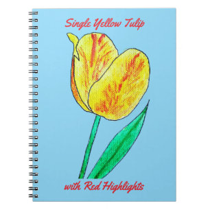 Carnet Tulipe jaune unique reflets rouges
