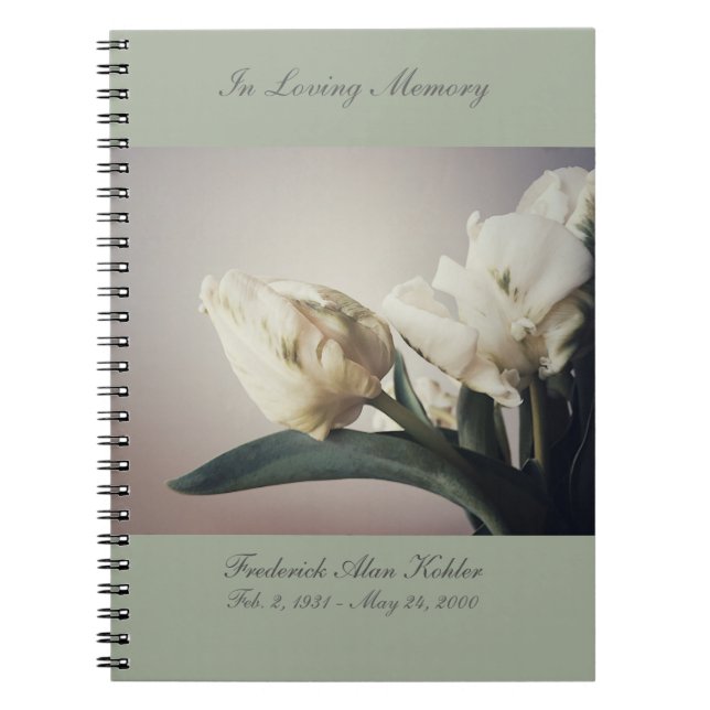 Carnet Tulipes blanches avec marquage vert mémorial (Devant)