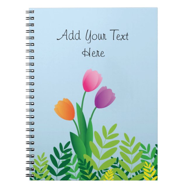 Carnet Tulipes colorées et végétation verte (Devant)
