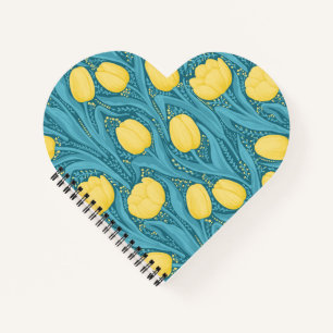 Carnet Tulipes en bleu et jaune