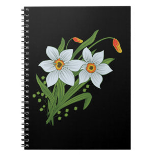 Carnet Tulipes et jonquilles Fleurs Arrière - plan noir
