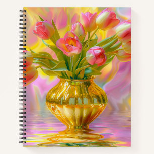 Carnet Tulipes roses vibrantes dans le Vase d'or
