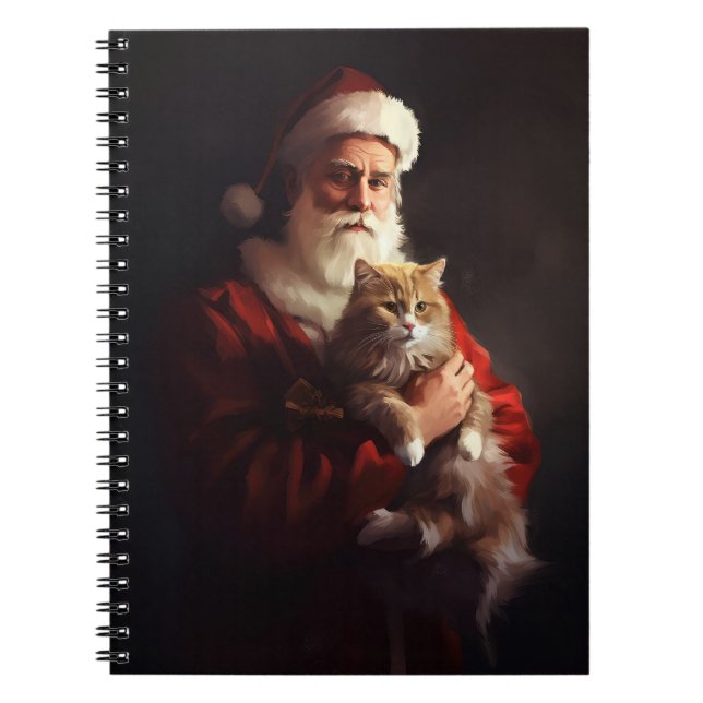 Carnet Turc Angora Chat Santa Claus Festif Noël (Devant)