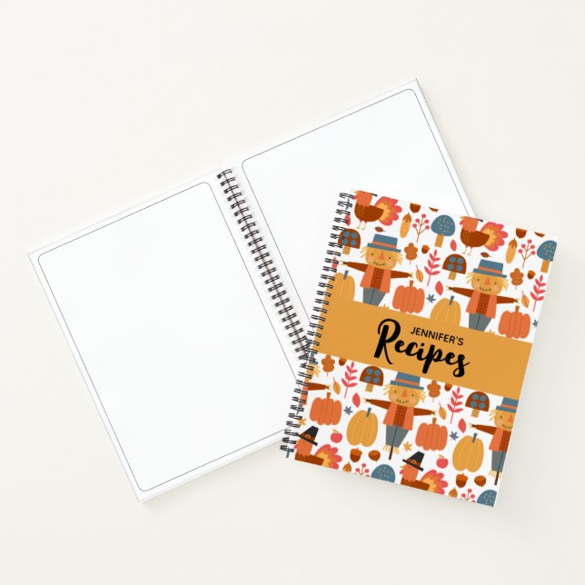 Carnet Turquie & Scarecrow Thanksgiving Motif Recette  (Intérieur)