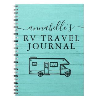 Carnet Turquoise Blue Rustic Camping Woods RV Travel Jour