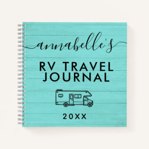 Carnet Turquoise Blue Rustic Camping Woods RV Travel Jour