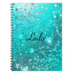 Carnet Turquoise Blue Sparkly Parties scintillant Nom Aqu
